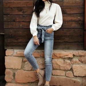 KanCan Paperbag Waist Acid Wash Skinny Jeans